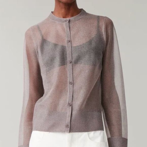 COS Sweaters - COS Silver Sheer Long Sleeve Cardigan Sweater Elegant Classic Style